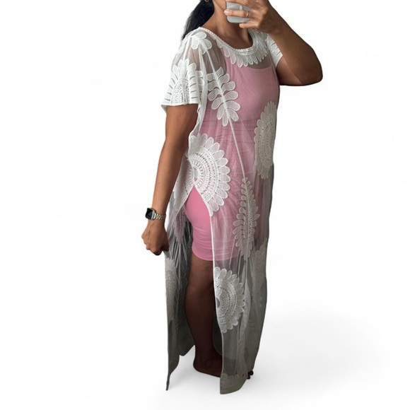 Cream Lace Beach Coverup Swim - Picture 3 of 4